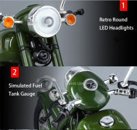 Modelo De Motocicleta Happy XF250 a Escala 1:10 Con Sonido Luz Y Absorción De Choque Neumáticos De Goma Regalo Para Niños Metal Diecast Rojo Verde - details 13