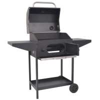 vidaXL Barbacoa Ahumador al carbón con estante inferior negro - details 1