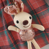 Conjunto De 2 Vestidos Para Niñas Con Colgante De Conejo Estilo Princesa De Primavera Y Otoño Largo Con Mangas Plaid Gran Escote Vestido De Algodón Y Poliéster - details 4