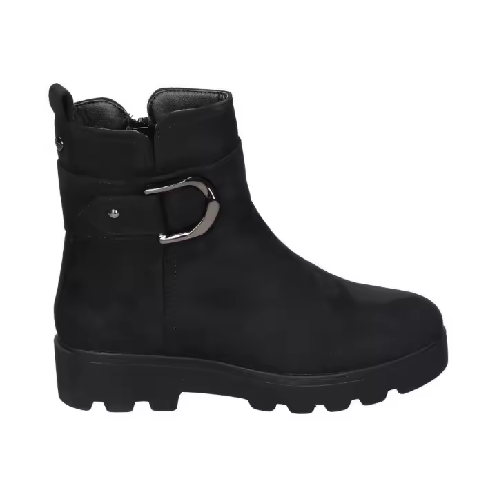 AMARPIES | Botines Planos Amarpies para Mujer – Botines Cómodos en Color Negro – Botín con Cremallera y Hebilla – Estilo Casual– Polipiel – Combinable – Alta Calidad – Modelo AZS27215 - 1