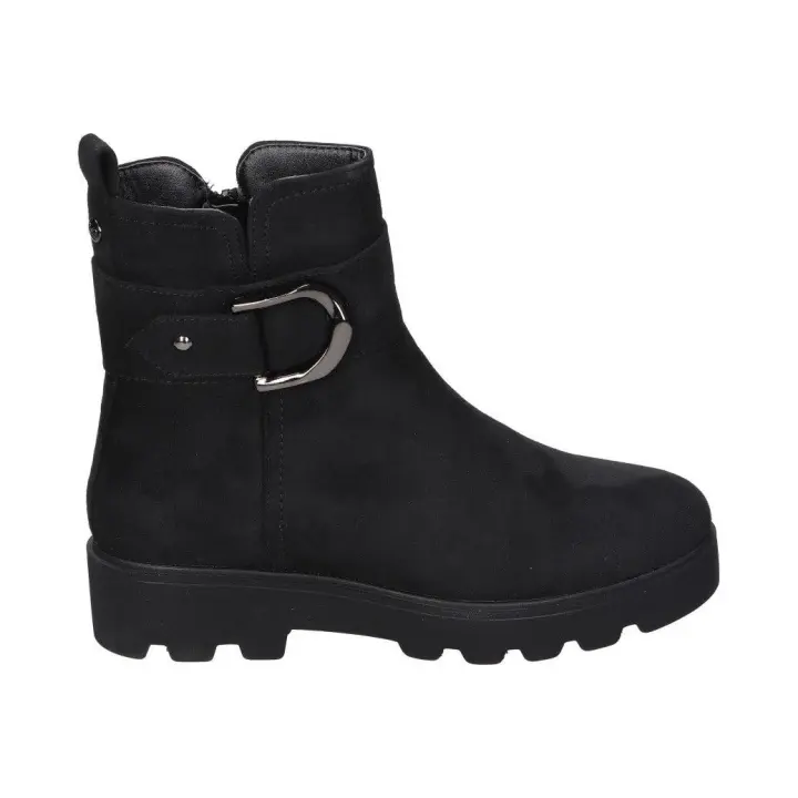 AMARPIES | Botines Planos Amarpies para Mujer – Botines Cómodos en Color Negro – Botín con Cremallera y Hebilla – Estilo Casual– Polipiel – Combinable – Alta Calidad – Modelo AZS27215 - 1