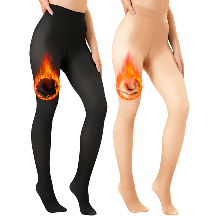 PAR de Pantys Terciopelo Calentadores De Invierno Para Mujer Tights Translúcidos Falsos De Espuma Termo Pantimedias De Cintura Alta Elásticas Leggings Calientes