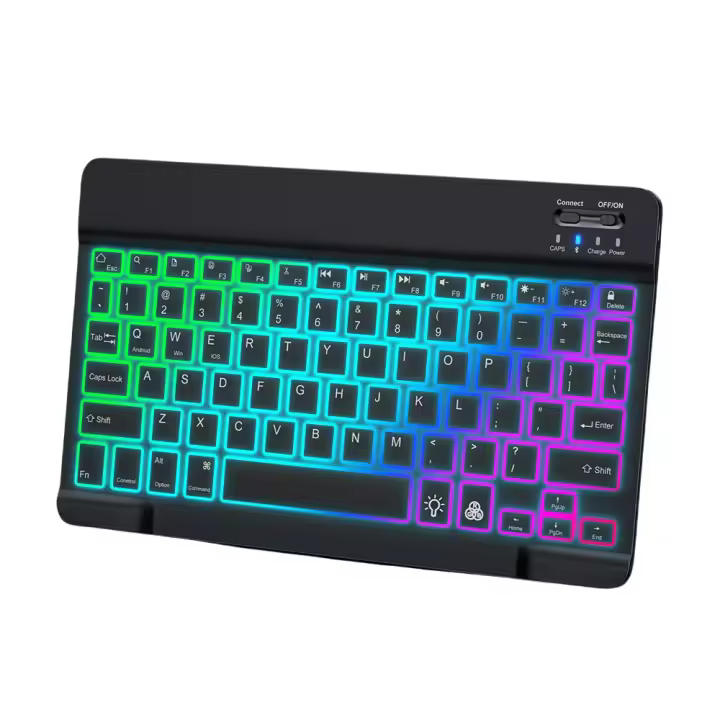 Teclado Mini Inalámbrico Bluetooth 5.0 Con Iluminación RGB Recargable Silencioso Para IOS Android Windows iPad Teclado Gaming Portátil - 1