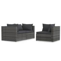 vidaXL Set de muebles de jardín 3 pzas y cojines ratán sintético Negro y crema, Marrón y crema, Gris y antracita Conjunto Terraza Muebles Jardín Exterior Juego de Muebles de jardín Mueble Jardín Exterior Muebles de Salon Exterior - details 6