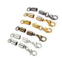 10pcs Pu Cuero Tira Cuerda Conector Capas De Punta Final Hebilla De Cierre De Lobo Para Fabricación De Joyas Pulsera Tamaño Exterior 2-10mm - details 0