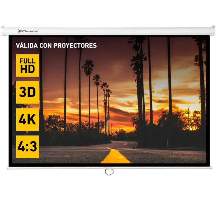 Phoenix Technologies Pantalla Manual Plegable 1:1 4:3 16:9 HD 4K 3D - 1