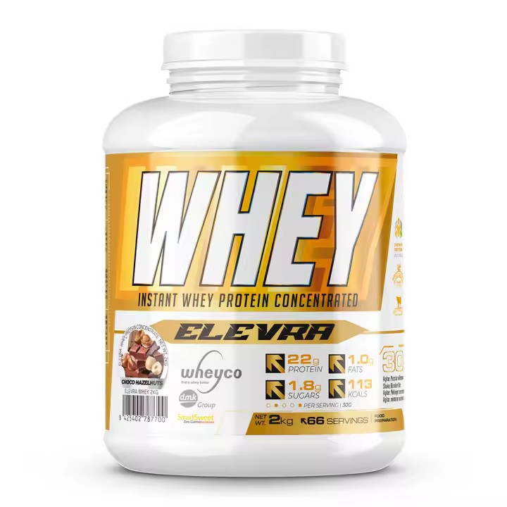 ELEVRA - 100% PRO Whey Protein 2kg / Esta fórmula superior de proteína de suero concentrada WHEYCO® se elabora mediante procesos de fabricación optimizados, directos al cliente final. Así se obtiene la máxima calidad al precio más competitivo del mercado - 1