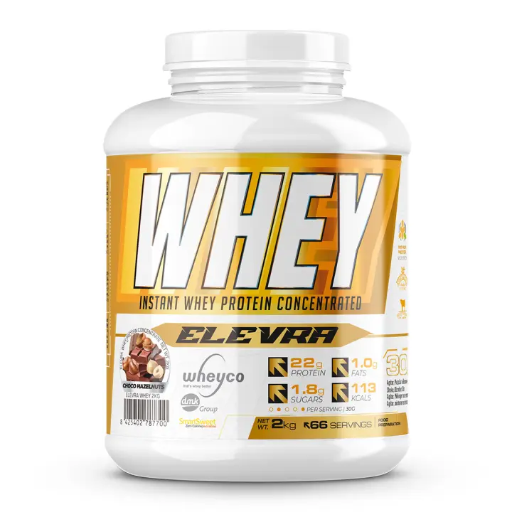 ELEVRA - 100% PRO Whey Protein 2kg / Esta fórmula superior de proteína de suero concentrada WHEYCO® se elabora mediante procesos de fabricación optimizados, directos al cliente final. Así se obtiene la máxima calidad al precio más competitivo del mercado - 1