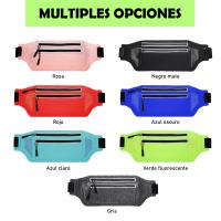 Bolsa Cintura Deportiva, Riñonera Ajustable con Cremallera, Hombre Mujer Mochila Cinturón Color Puro, Bolsa Riñonera Deporte Elástico Running Belt, Soporte para Teléfono 24*13cm - details 0