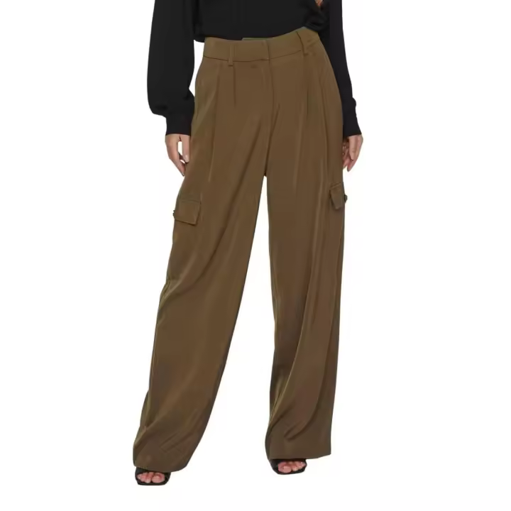 Pantalón Vila Winnie Mia Wide Cargo Marrón Mujer - 1