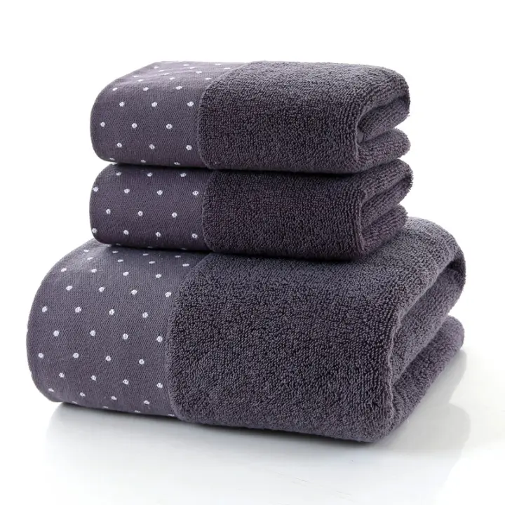 Juego De Toallas De Algodón Bordadas 3 Piezas 35x75cm 70x140cm Toallas De Baño Geométricas Para Mano Rostro Y Ducha Toallas De Baño - 1