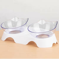 Tazón Doble Para Gatos Con Base Antideslizante Tazón De Alimentos Y Agua Para Perros Alimentador De Mascotas Material Plástico Forma Redonda - details 7