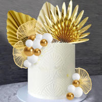 Bolas De Decoración De Pastel Oro Y Palmas Bohemio Blancas Para Fiesta Accesorios De Cumpleaños Decoración De Pastel - details 2