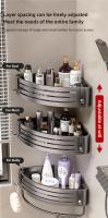 Estante De Rincón Para Baño Con Gancho Y Barra De Toallas Aluminio No Perforado Organizador De Espacio Para Ducha Montaje En Pared - details 13