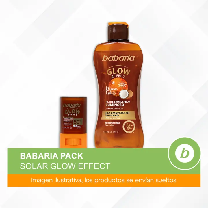 Babaria Pack Solar Glow Effect: Stick Solar Facial Glow y Aceite Bronceador Luminoso con Efecto Glow para una Piel Resplandeciente y Luminosidad Natural - 1
