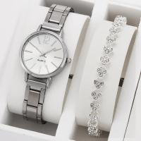 Reloj De Cuarzo Para Mujer Moda Sencilla Con Pulsera De Aleación Lujo Doble Pieza Reloj De Pulsera De Mujer Con Dial Sencillo - details 5