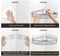 Estantería de Esquina para Ducha Baño, Cocina, Orimade, Triangular, Organizador Acero Inoxidable sin perforar - Pack de 2 Unidades - details 1