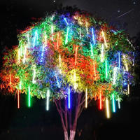 Luces De Lluvia De Meteoros LED Para Decoración De Navidad Y Fiestas Colgante De Agua Caída Fairy Para Patio 30/50CM Con Enchufe EU - details 3