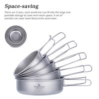 Juego De Tazas Y Platos De Titanio Boundless Voyage Con Manija Plegable Para Camping Al Aire Libre Utensilios De Cocina Portátiles 5 Piezas Ti1096T - details 1