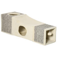 PawHut Túnel para Gatos de Interior Tubo de Juguete para Gatos Plegable con Múltiples Entradas Casetas de Sisal y Bola Colgante 98x30x30 cm Crema - details 0