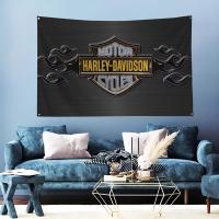 Bandera De Harley Davidson H Para Decoración De Habitaciones Y Salas Con 4 Agujeros Material Poliéster Y Bambú Para Exteriores Y Oficinas - details 10