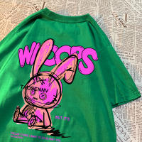 Camiseta De Algodón Rosa Con Diseño De Conejo Para Hombres Y Mujeres Camiseta Suelta De Estilo Vintage Anime Cuello Redondo Casual - details 29