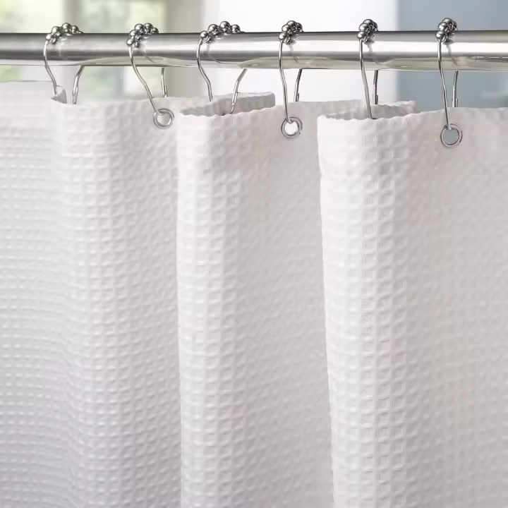 Cortina de Ducha de Tela con Ganchos de metal, durable, para baño, bañera, Ducha, dobladillo con peso, resistente al Agua. - 1