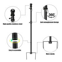 Kit De Pabellón Ajustable 5/8.5 Pies Acero Inoxidable Soporte De Bandera Para Jardín Casa Porche Residencial Montaje En Pared - details 9