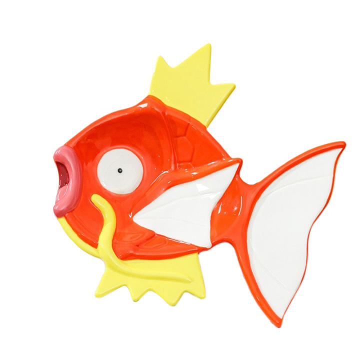PLATO DE COMIDA DE CERámica SHUNXIANG Pokémon Magikarp 3D Relieve Forma De Pez Porcelana Exquisita Para Cocina Y Decoración Del Hogar