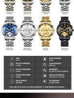 Reloj De Pulsera De Lujo Para Hombre FNGEEN Reloj De Cuarzo Resistente Al Agua En Acero Inoxidable Y Oro Estilo Business Con Display Numeral Romano - details 4