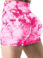 Shorts De Ciclismo De Yoga Para Mujer Cintura Alta Multicolor Tie-Dye Levantamiento De Caderas Sin Costuras Para Ejercicio Running Gimnasio - details 8