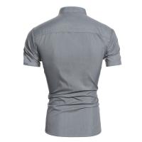 Camisa Casual Para Hombres De Color Sólido Con Mangas Cortas Para Comunicación Diaria Material De Algodón Y Poliéster Estilo Clásico - details 4