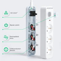 Aigostar Regleta alargador de 3 Tomas con Interruptor y Protección Infantil, 3 /5M, Francés, Blanco, 16A 250V - details 7