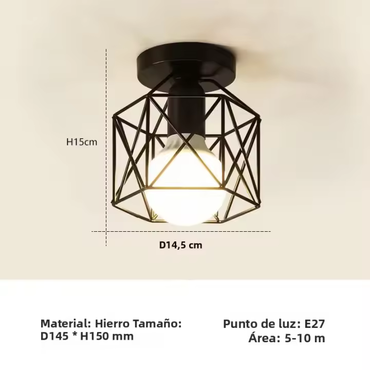 Lámpara De Techo Retro Para Interior Vintage E27 Para Pasillo Corredor Iluminación Decorativa Para Dormitorio Fuente De Aluminio - 1
