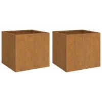 vidaXL Jardineras 2 uds acero laminado en frío 32x30x29 cm Color rusty,  Negro,  Blanco y mas - details 2