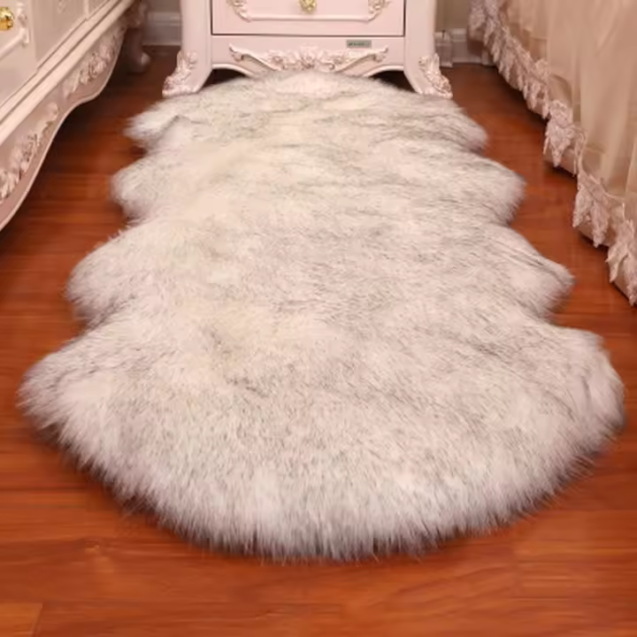 Carpetas De Piel De Oveja Artificial De Pelo Largo Alfombra De Piel Suave Para El Piso Estilo Shaggy Decoración Del Hogar Material PVC Para Adultos - 1