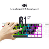 Teclado De Juego Con Cable 60% RGB Backlight Mini Compacto Impermeable 61 Teclas Para PC/Mac Para Jugadores - details 18