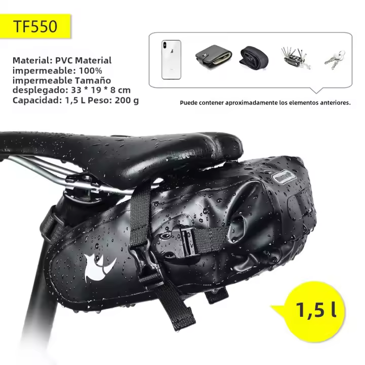 Bolsa De Bicicleta Rhinowalk Para Asiento 1.5L/2.5L Completa Impermeable Accesorios De Bicicleta MTB Road Reparación Herramientas - 1