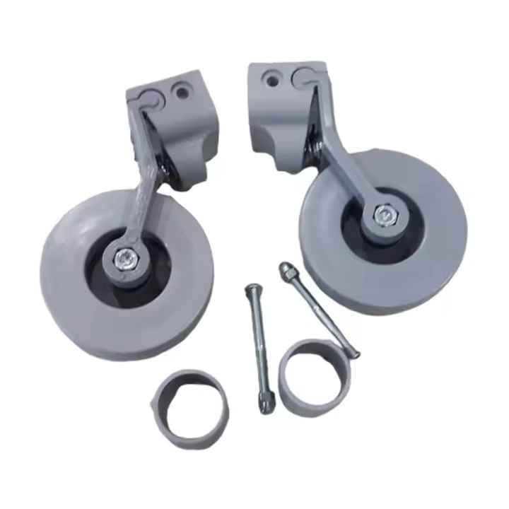 Ruedas para andador, par de dos unidades. Con freno por presión. Se adapta a varias medidas. Para tubo de 22 mm, 25 mm y 30 mm - 1