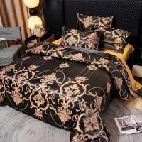 Conjunto De Cama De Lujo Jacquard Tamaño Rey Colcha De Edredón Con 2 Fundas Para Almohada (1 Funda Para Almohada Individual) Color Negro Floral Alta Calidad Poliéster 100% - details 4