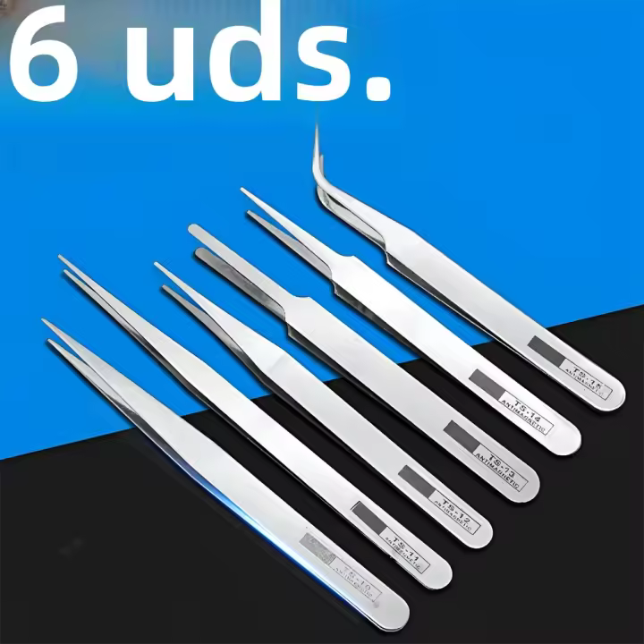 6pc Herramienta De Tijeras Curvas Y Rectas De Acero Inoxidable Antiestática Para Joyería Y Costura Accesorios De Manualidades - 1
