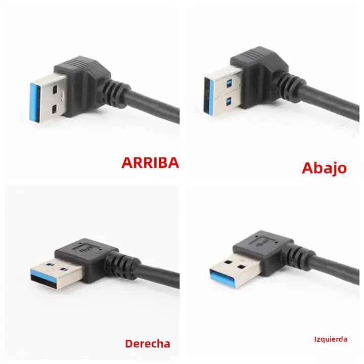 Adaptador De USB 3.0 Con Cable De Extensión De 90 Grados Angulo Izquierdo/Derecho/Arriba/Abajo Macho a Hembra Para MP3/MP4 Cámara Almacenamiento Móvil Computadora Dispositivos Inteligentes - 1