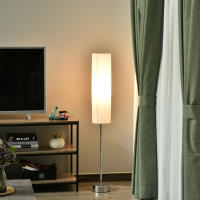 HOMCOM Lámpara de Pie Moderna para Dormitorio Estudio Salón (2 E27 Bombilla) Interruptor de y Bajo Consumo con Base de Acero Inoxidable 120 cm Blanco - details 1