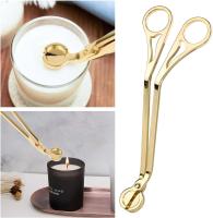 Cortador de Mechs de Velas, tijeras para Velas de Maple inoxidable Pulido, apagavelas, cortador de Mechs de Velas, Diseño Calado (dorado) - details 2