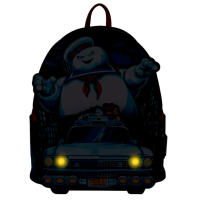LOUNGEFLY Mochila  Stay Puft Cazafazantasmas Ghostbusters chasing persiguiendo hombre mujer  Ecto 1  Backpack GITD Brilla en la Oscuridad - details 0