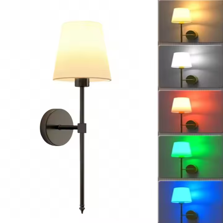 Lámpara De Pared Inalámbrica Recargable Con Control Remoto Luz LED Dimmable De Batería Desmontable 10 Colores Para Dormitorio Estudio Foyer - 1