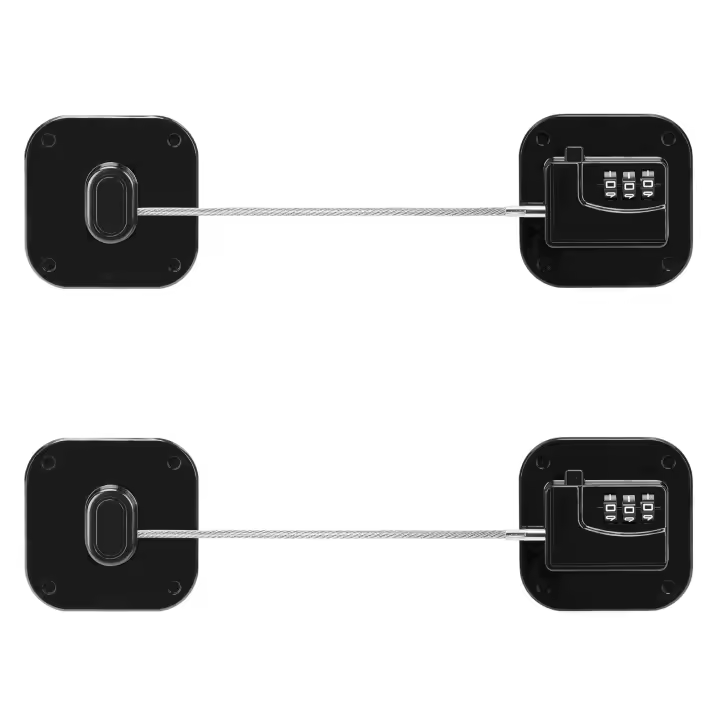 Cerradura para refrigerador con Código de seguridad para niños, cerradura de Ventana con adhesivo para bloqueo Puertas, armarios y armarios, 2 piezas, color Negro - 1