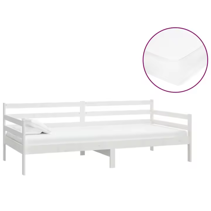 vidaXL Sofá cama con colchón madera de pino maciza blanco 90x200 cm - 1