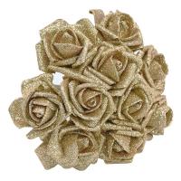 10/20Pcs Flores De Rosa Artificiales Plateadas Y Doradas Con Brillo Rosa Roja Y Rosa Para DIY Scrapbooking Decoración De Caja De Regalo - details 11