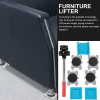 Set De 8 Piezas De Herramientas Para Muebles Mover Pesados Con Rodullos Y Barra Elevador De Muebles Con Ruedas Herramienta Profesional Para Mudanzas - details 4